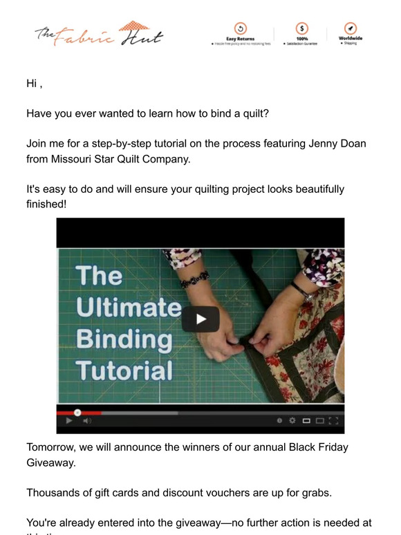 The Fabric Hut Stepbystep tutorial on how to bind a quilt with Jenny
