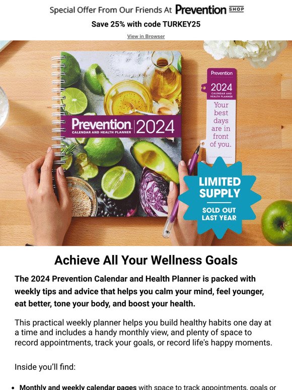 House Beautiful The 2024 Prevention Calendar and Health Planner Is