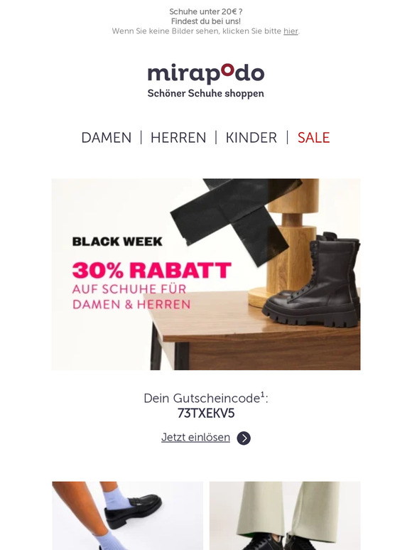 Schuhe unter 20 € und weitere 30% Rabatt! Das sind unsere Black Deals 😱