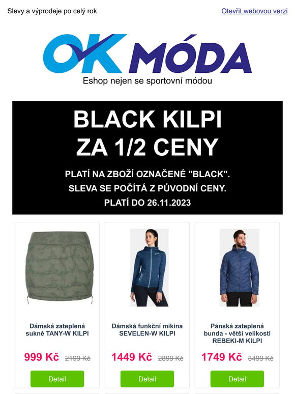 BLACK KILPI 🖤 Nakupuj za 1/2 původní ceny