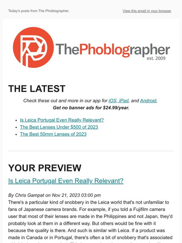 The Daily Phoblographer for 11/21/2023