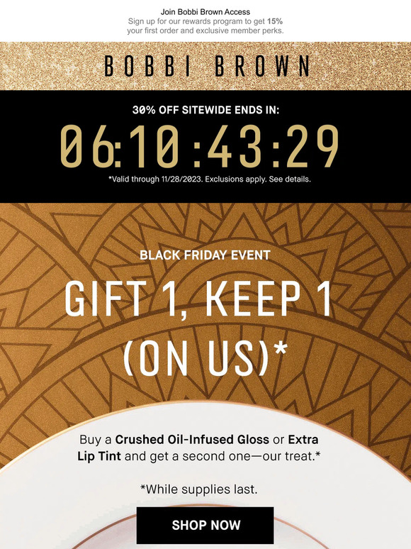 Going fast: Free Extra Lip Tint or Crushed Oil-Infused Gloss