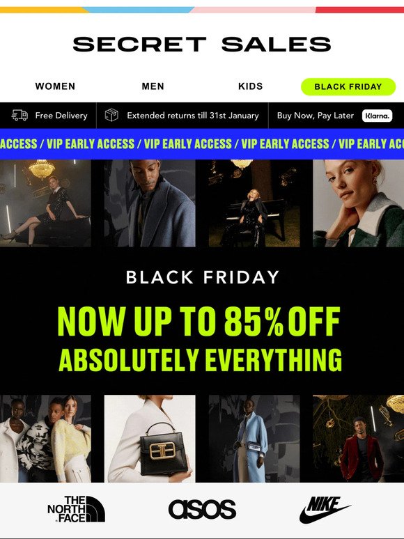 Early access! Now up to 85% OFF Nike, Converse, GANT & more.