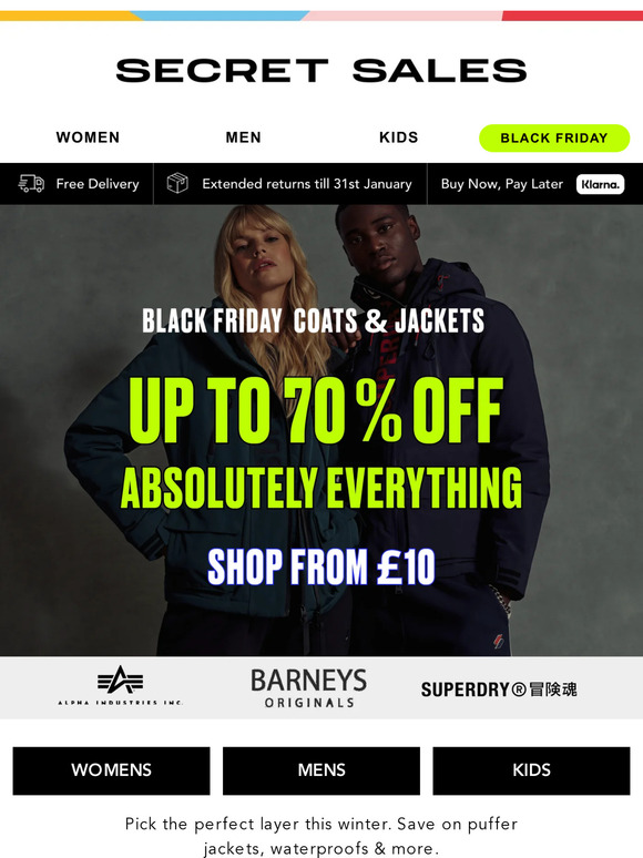 Coats at Black Friday prices! Up to 70% off puffers, blazers...