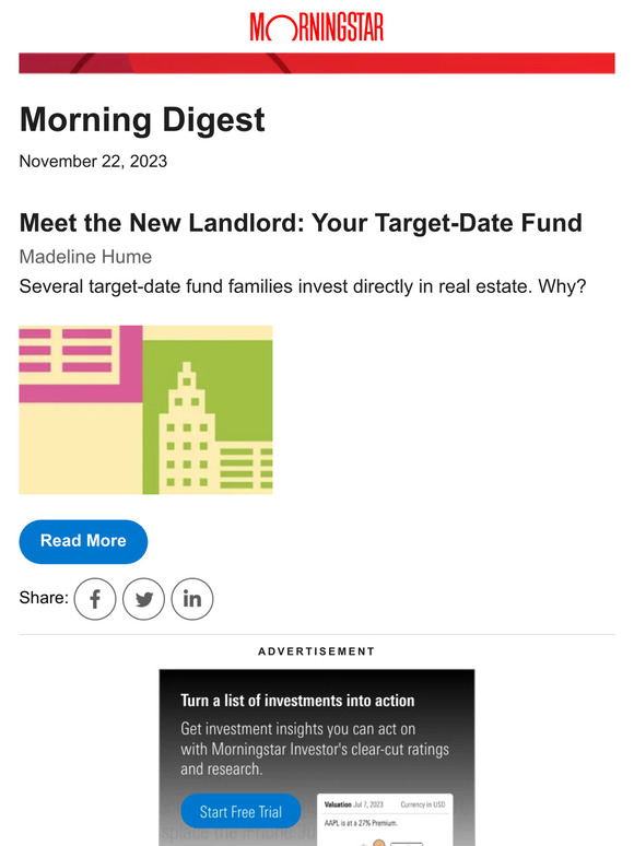 Morningstar Inc. Meet the New Landlord Your TargetDate Fund Milled