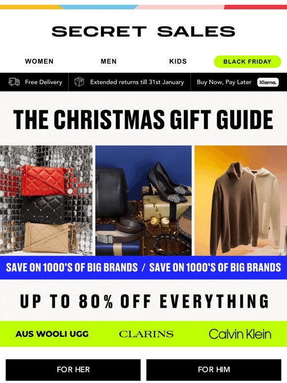 The Xmas Gift Guide! Up to 80% off trainers, fragrances, watches...