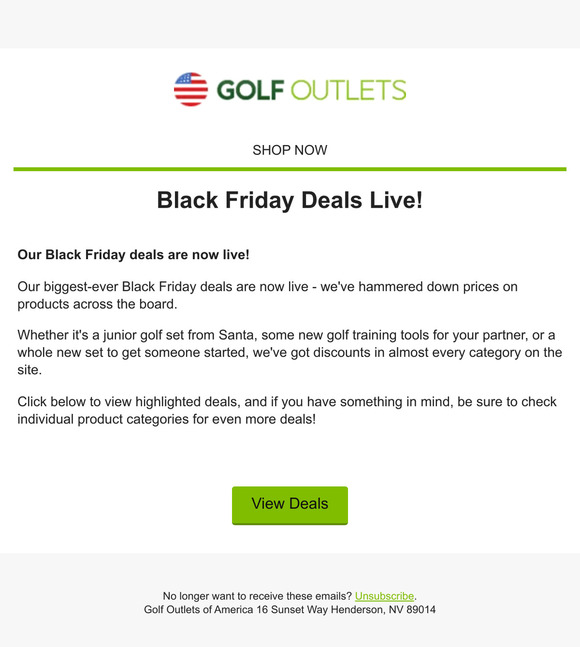 Golf Outlet's Biggest Ever Black Friday Deals