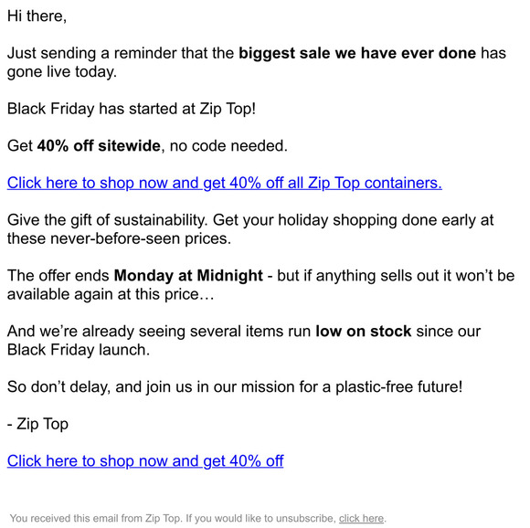 Get 40% Off Now at Zip Top