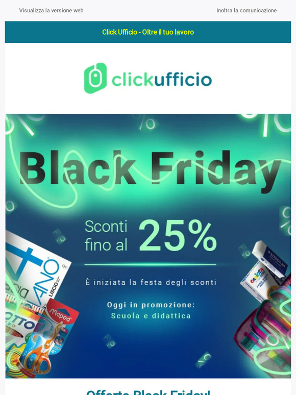 Black Friday Scuola! 25% di sconto su tutto il materiale scolastico
