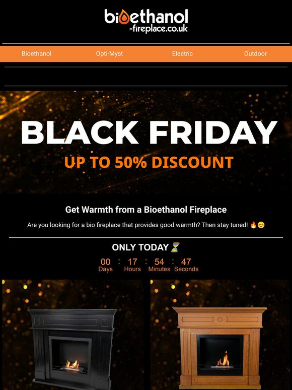 Get warmth from a bio fireplace - new daily offer is active!!🖤🔥