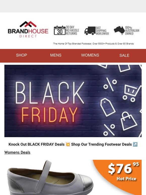 ⚫ 5pm Knock Out BLACK FRIDAY Deals 💥 Shop Our Top Trending Footwear Deals ↗️