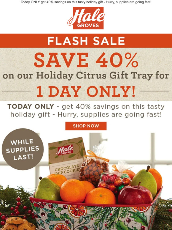 FLASH Sale - Save 40% on our Holiday Citrus Gift Tray for 1 Day Only!