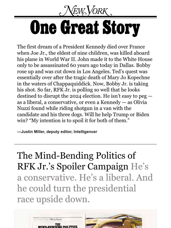 ‘The Mind-Bending Politics of RFK Jr.’s Campaign,’ by Olivia Nuzzi