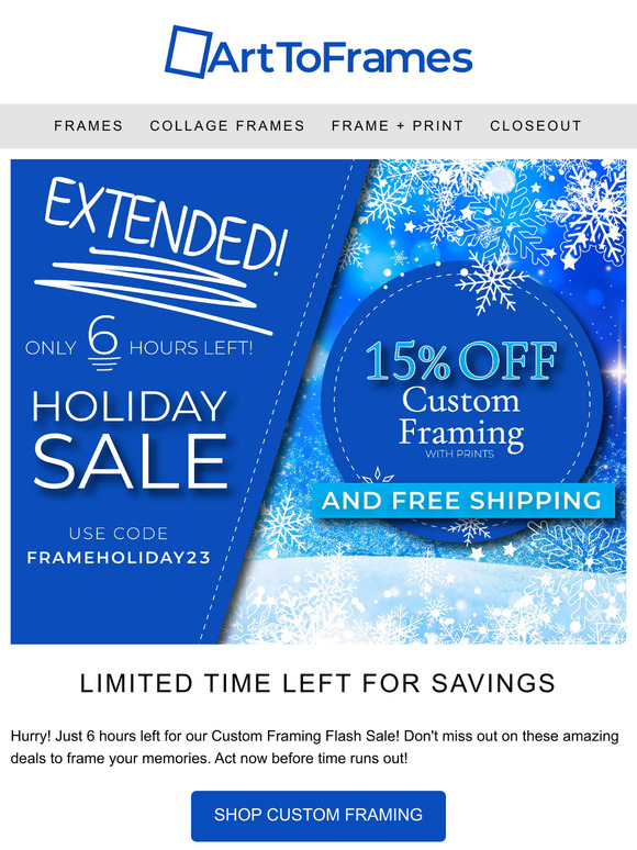 ⏳ Final Hours: 15% Off Custom Framing with Prints + Free Shipping Ends in 6 Hours