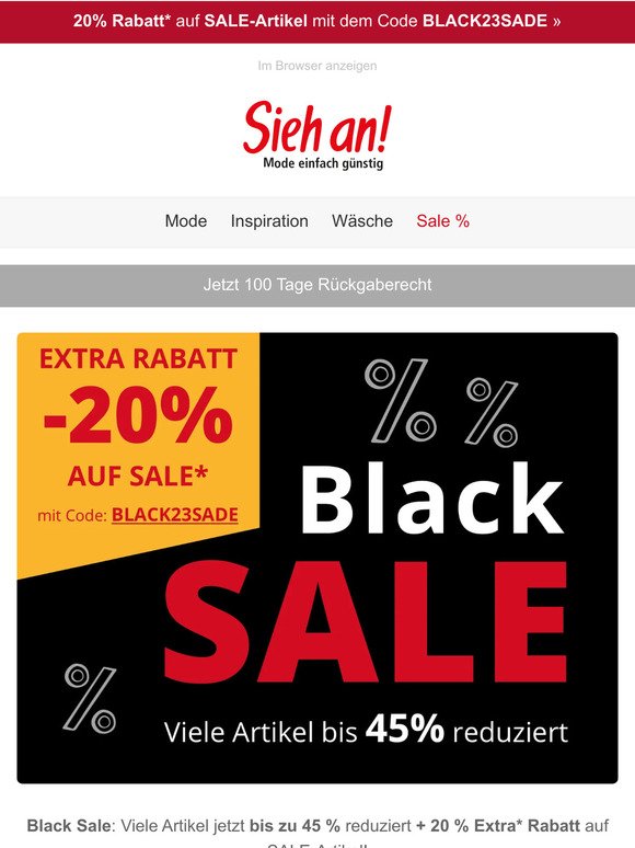 Der Black Sale & 20% Rabatt warten auf Sie! 🎁​