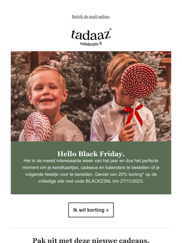 20% korting op alles. Black Friday. 🖤