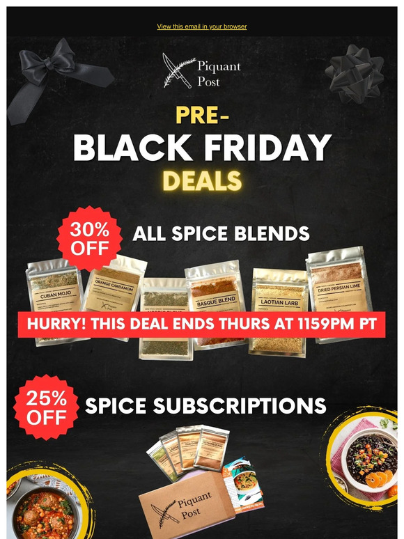 Black Friday Deals! 🎁 30% off spice blends! 25% off subscriptions!