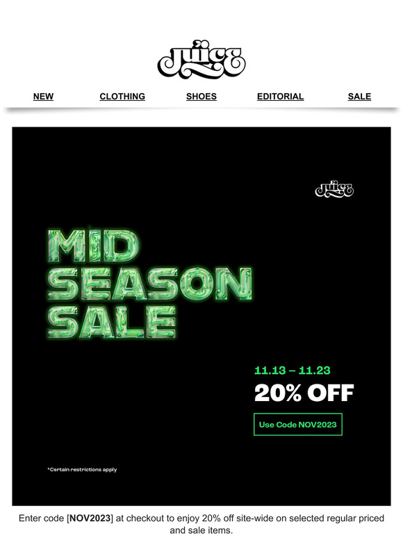 Enjoy 20% Off Mid Season Sale