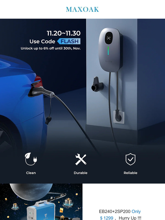 ⏰ALERT — Are You a Super Early Bird? Hurry and Claim 45% Off the MAXOAK EV Charger