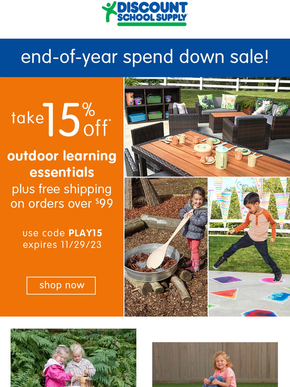 Don't miss out! 15% off outdoor toys, activities & furniture ends soon!