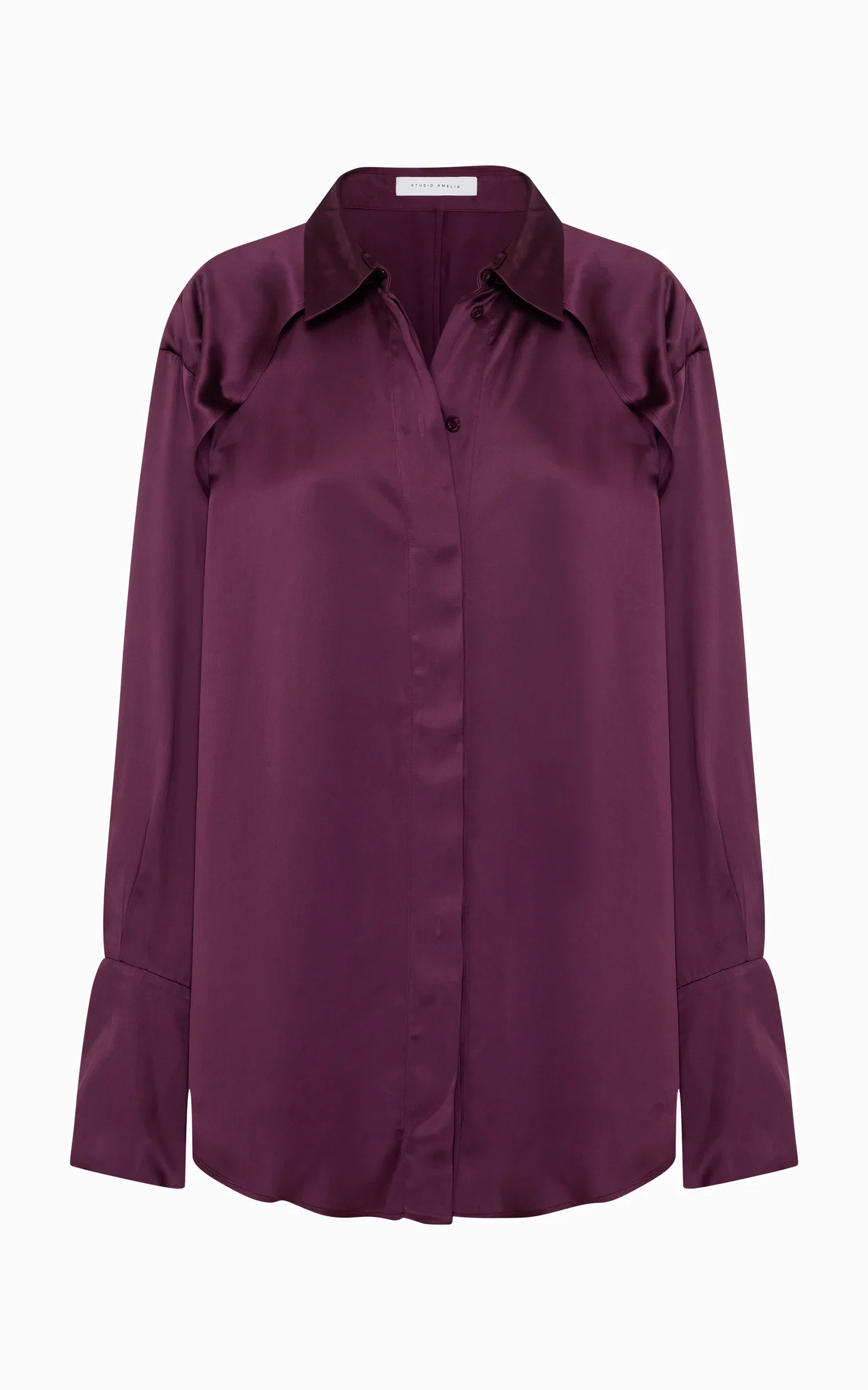 Image of Magma Draped Back Shirt | Aubergine Viscose