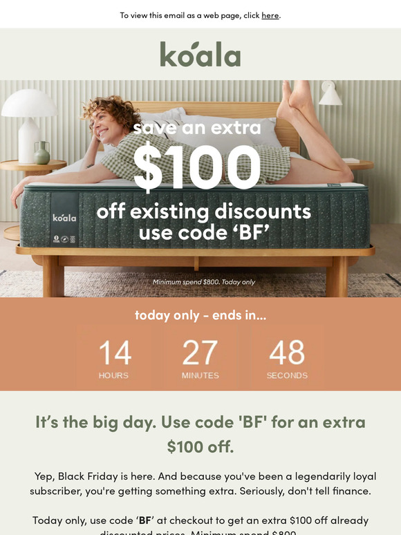 TODAY ONLY: Get an extra $100 off existing discounts*