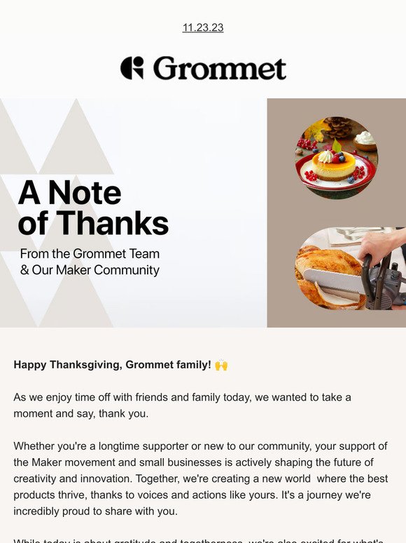 🍁 A heartfelt 'Thank You' from Grommet & our Maker Community