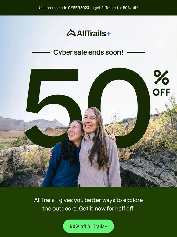 50% off AllTrails+ ends soon