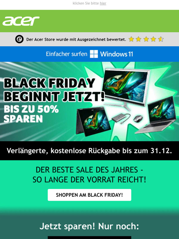 Acer Store Deutschland Die Uhr tickt bei unseren Black Friday Sales! Beeilen Sie sich! Milled