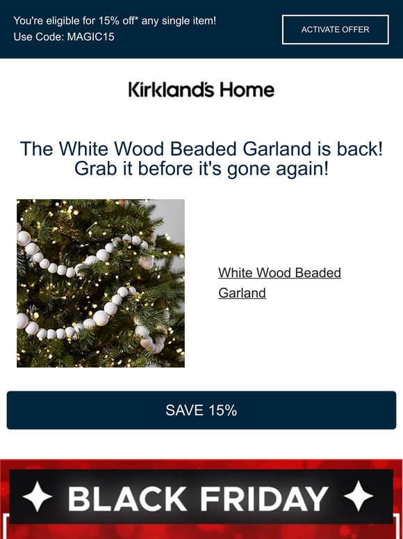 Kirkland's Home 🔔 Back in stock! The White Wood Beaded Garland is