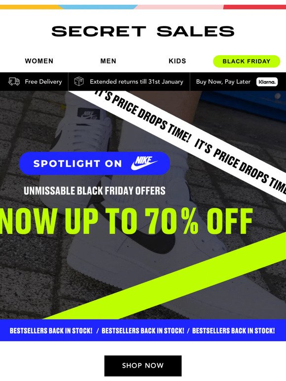 NOW up to 70% OFF Nike! Limited time only...