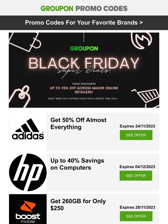 Only Black Friday Deals | adidas - 50% Off • Koala 30% Promo • Virgin Australia - 50% Voucher