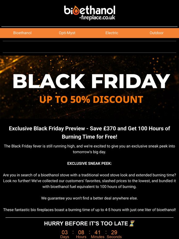 Exclusive Black Friday Preview - Save DKK 3,000 and Get 100 Hours of Burning Time for Free!🖤🔥