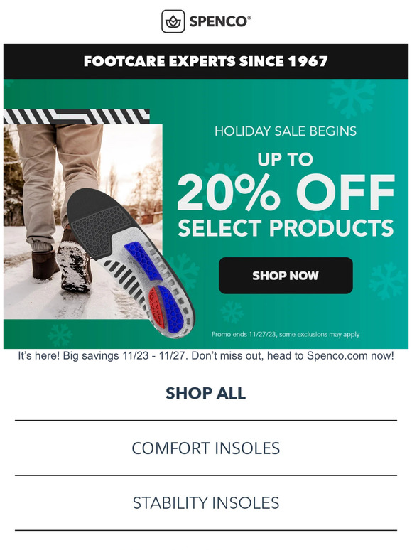 Spenco Holiday Sale - Shop Now!