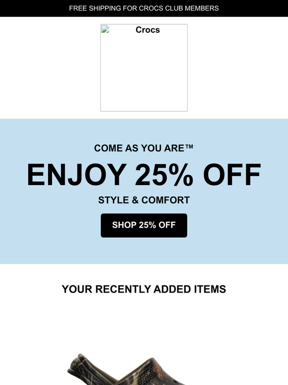 Crocs 25 shop off coupon code