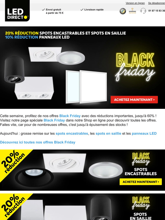 Rémises Black Friday de LEDdirect ! Rabais jusqu'à 60% !