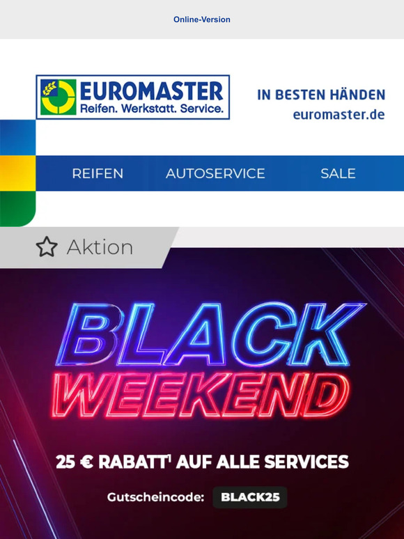 Black Weekend: 25 Euro auf alle Services