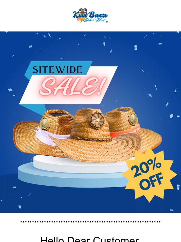 BACK TO BACK TO BACK SALE: 20% Off Sitewide Kool Breeze Solar Hats - 5 DAYS SALE!