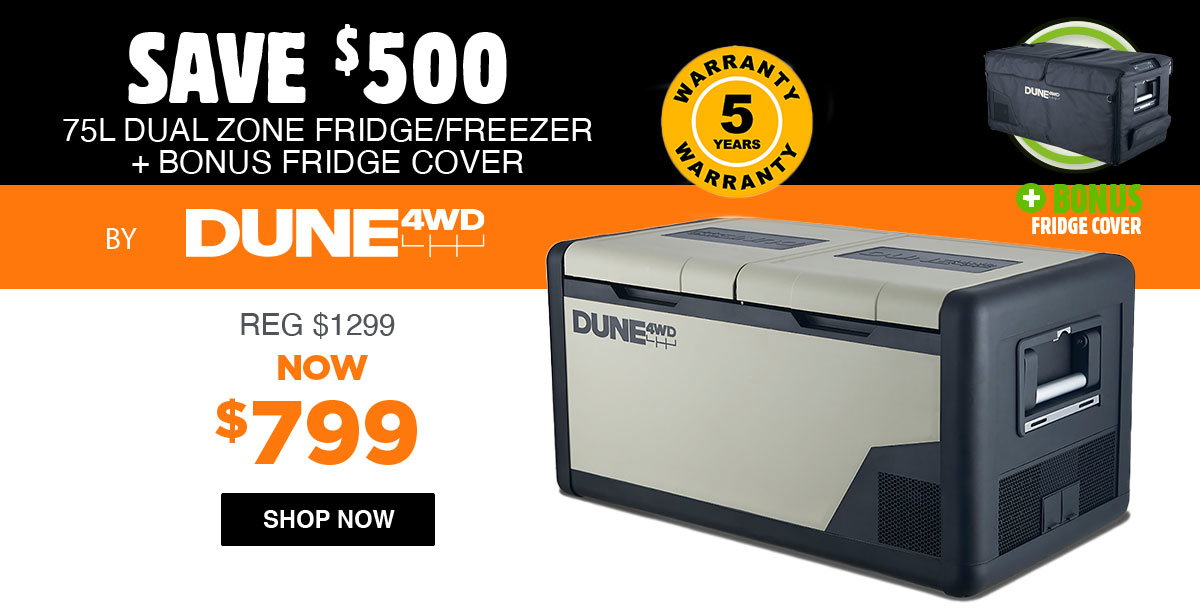 75L Dual Zone Fridge/Freezer + Bonus FRidge Cover by Dune 4 WD