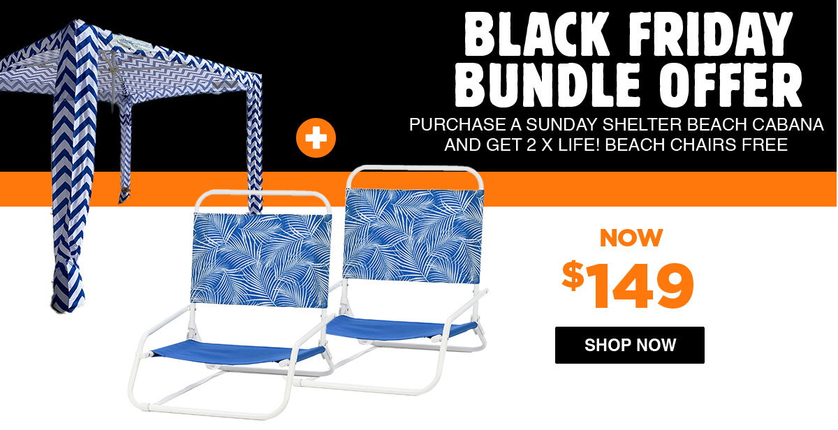 Shelter Beach Cabana and get 2X Life beach Chairs Free