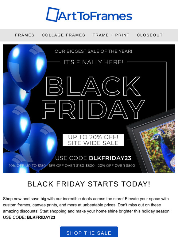🛒💥Art To Frames Black Friday Starts Now: Celebrate with Up to 20% Off Site Wide