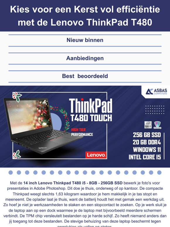 De ultieme laptop voor het efficiënt werken tijdens de feestdagen - Lenovo ThinkPad T480