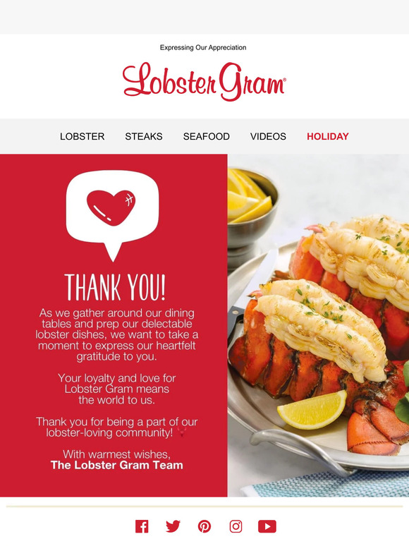 Lobster Gram Thank You for Being Part of Our Lobster Gram Family 🦞