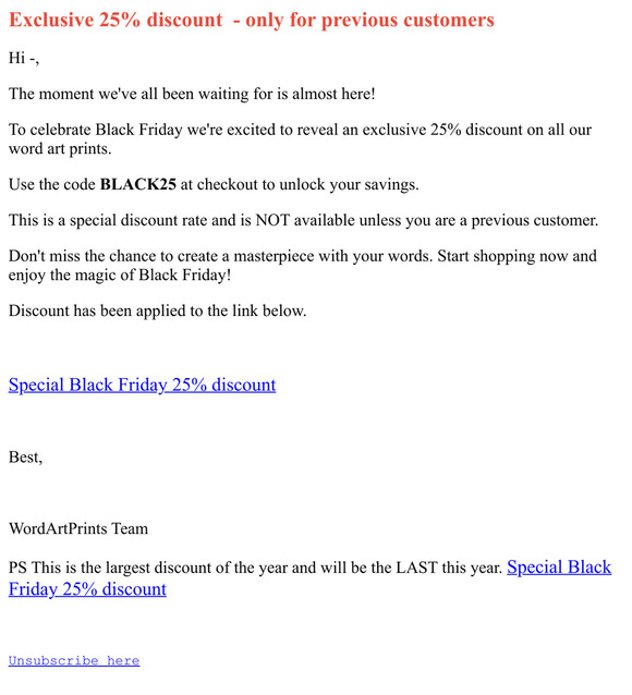—, Special Black Friday Deal – Unlock Your 25% Discount!