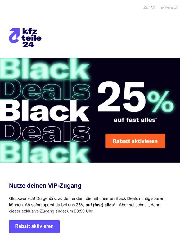 25% auf fast alles – Dein VIP-Zugang zu unseren Black Days