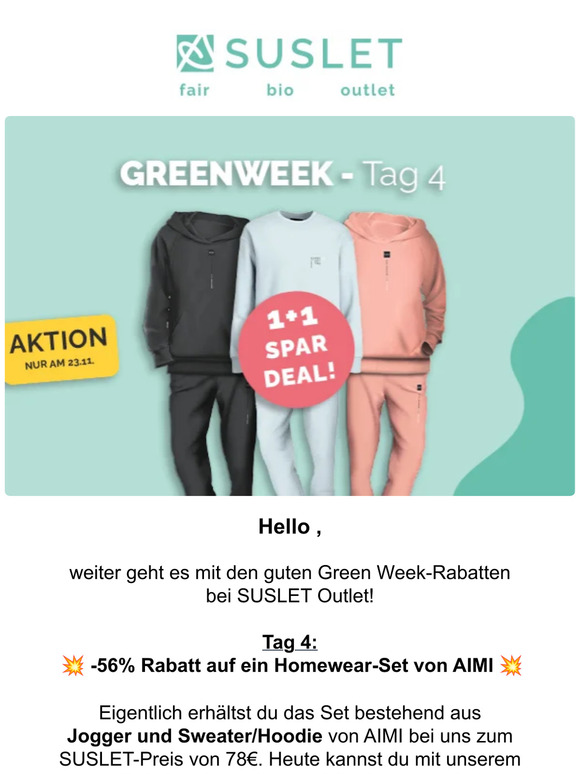 -56%: Jogginghose + Sweater 🔔 Deal des Tages
