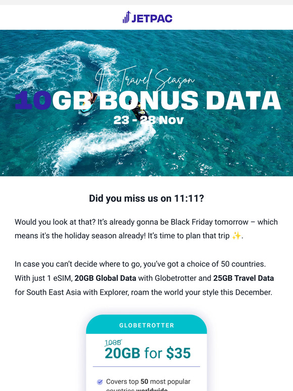 ⚡BFCM Earlybird: 10GB Bonus Data!