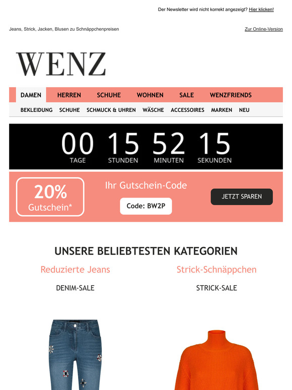 ⏳ Nur noch HEUTE: 20% sparen & Kategorien entdecken!