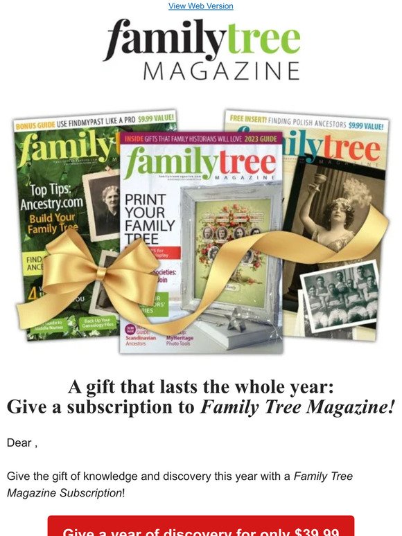 🌟 Give the Joy of Discovery: A Year with Family Tree Magazine!