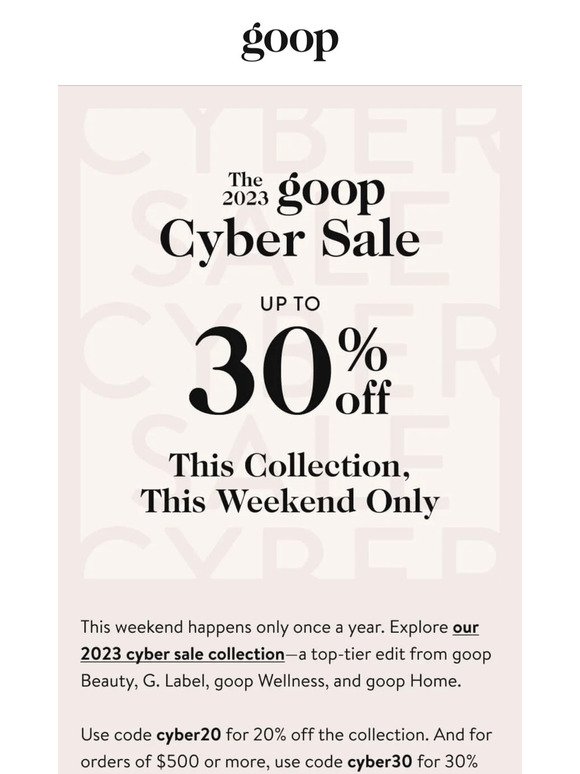 ✨ the 2023 goop cyber sale ✨